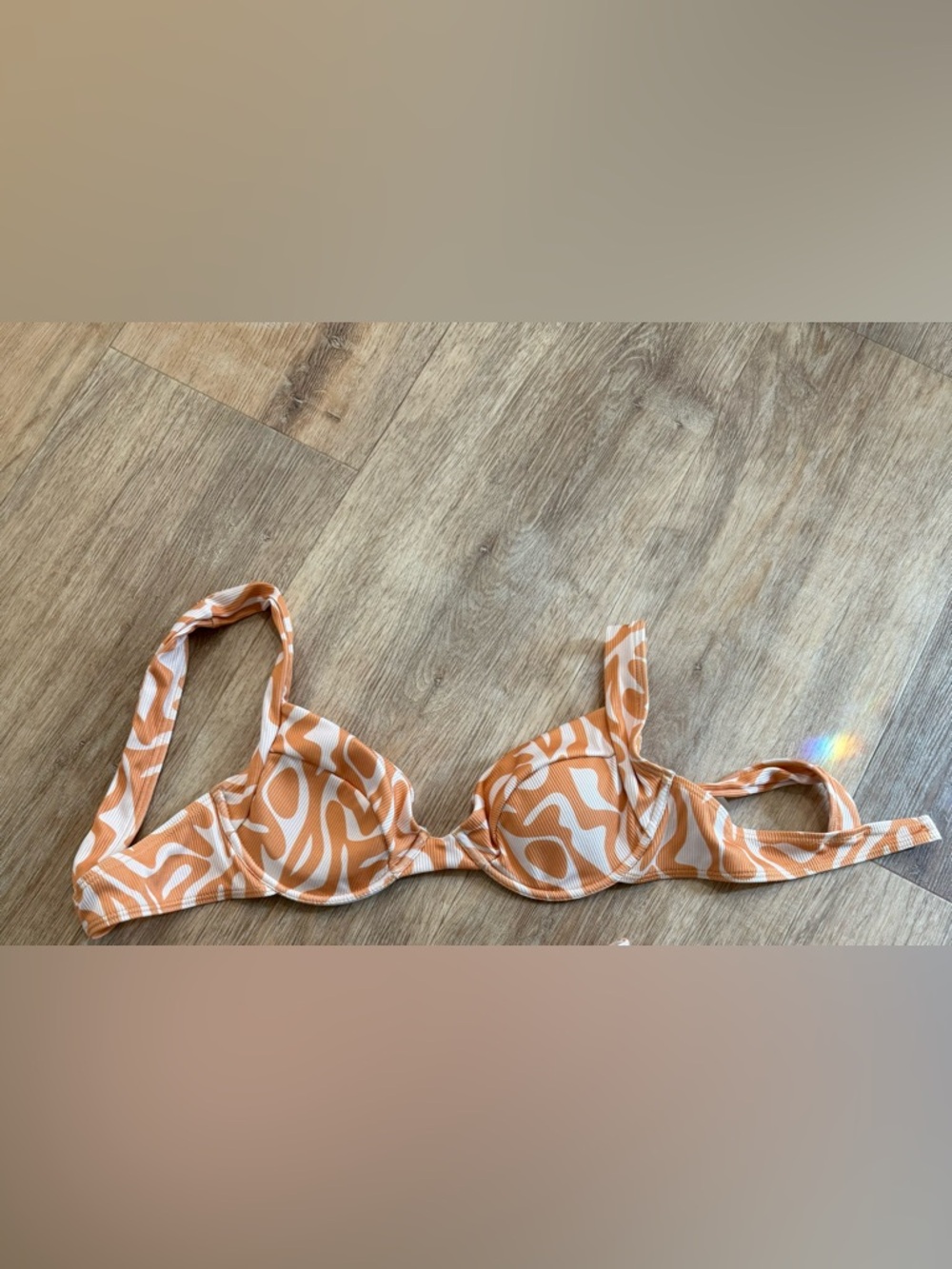 Kulani Kinis Orange and White Patterned Bikini Top
